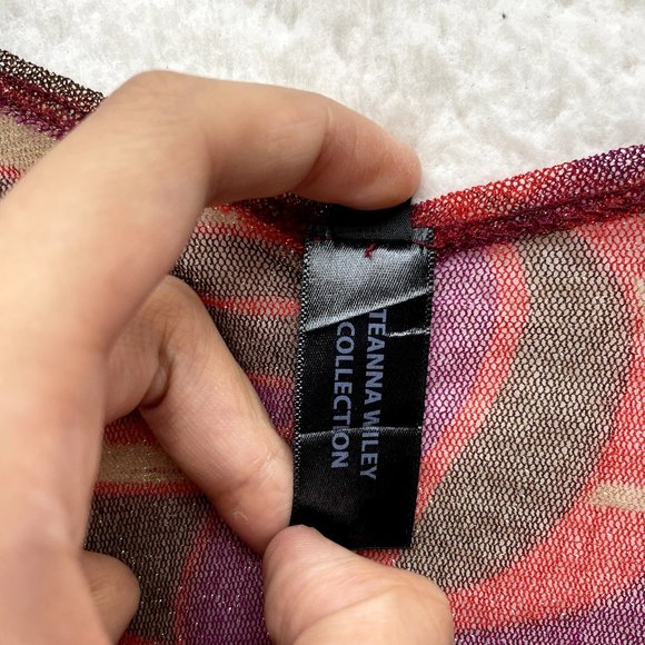 Crop Tie Front Cardigan Top M L Medium Large Womens Glitter Sparkly Mesh Pattern - Picture 7 of 8